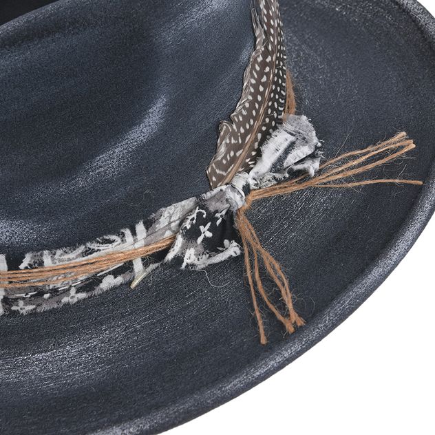 Palarie cowboy stil retro cu imprimeu si snur rustic