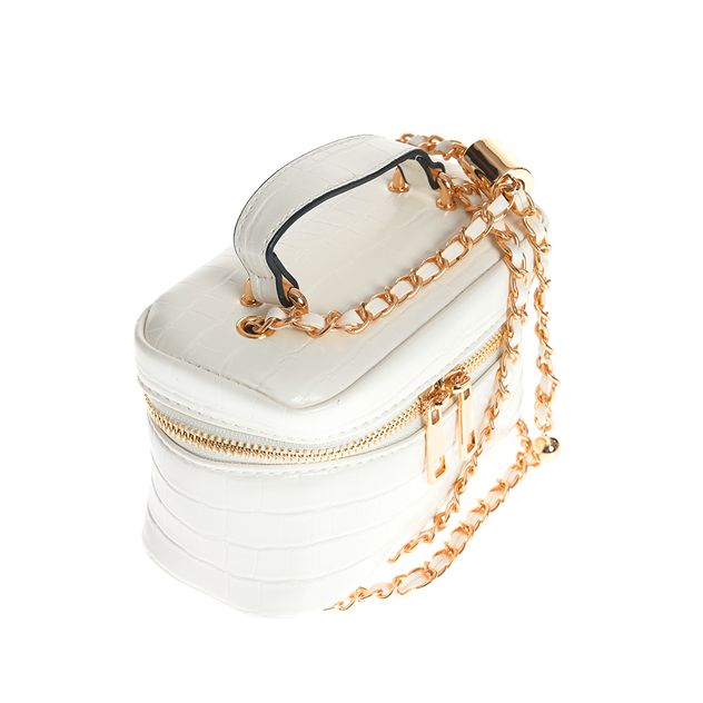 Geanta eleganta alba cu accesorii aurii