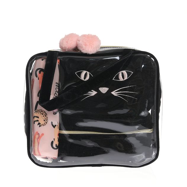 Set 4 genti cosmetice cu design pisica