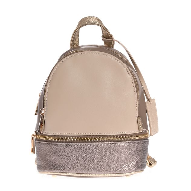 Rucsac mini bicolor cu detalii metalice aurii