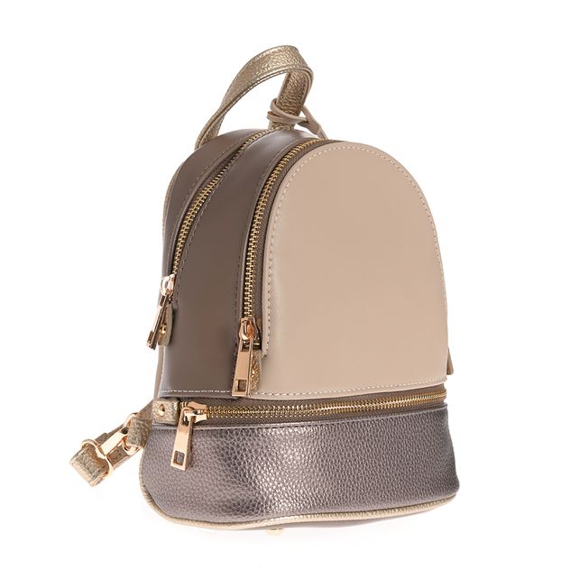Rucsac mini bicolor cu detalii metalice aurii