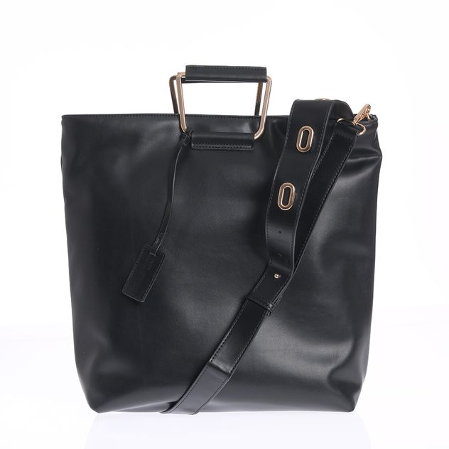 Geanta shopper eleganta neagra cu bareta lata reglabila