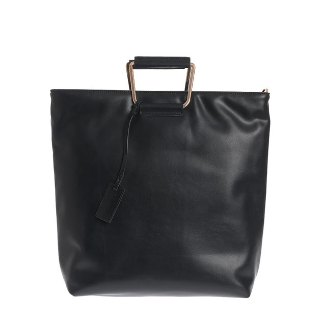 Geanta shopper eleganta neagra cu bareta lata reglabila
