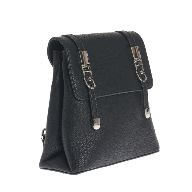 Rucsac modern negru cu inchidere dubla si design minimalist