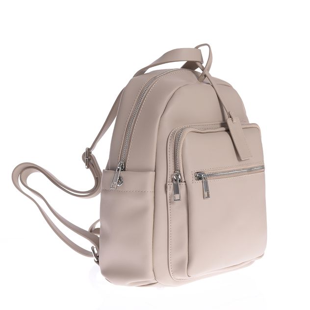 Rucsac casual crem cu compartimente multiple si stil urban
