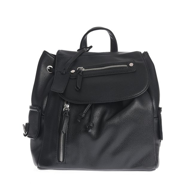 Rucsac modern negru cu compartimente multiple si design practic