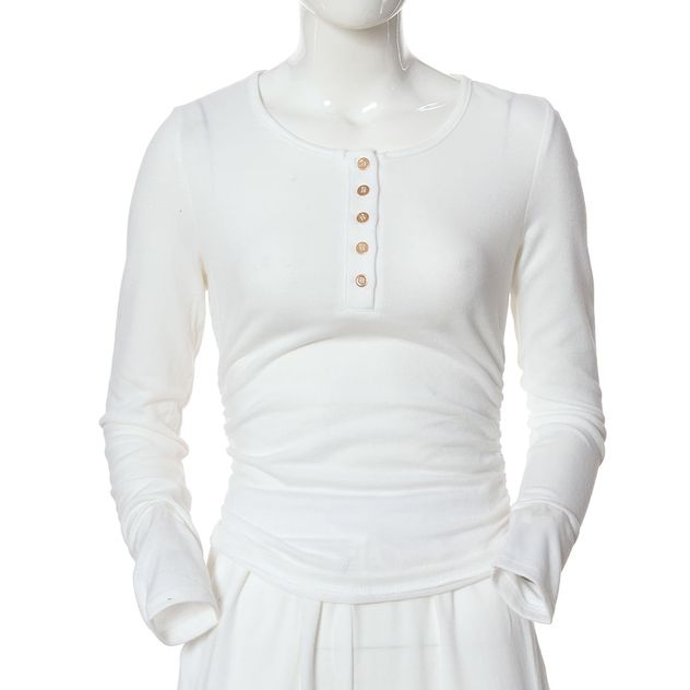 Pijama dama alba din doua piese cu bluza si pantaloni