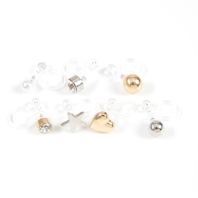 Cercei mici clip-on cu forme diverse si accente metalice