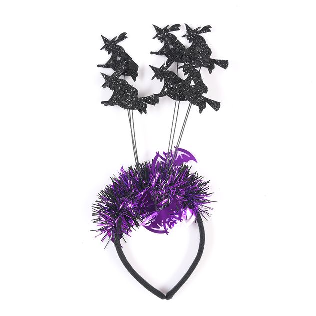 Bentita de Halloween cu vrajitoare negre si decoratiuni mov