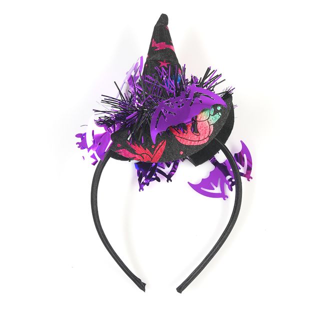 Bentita Halloween cu palarie de vrajitoare si lilieci