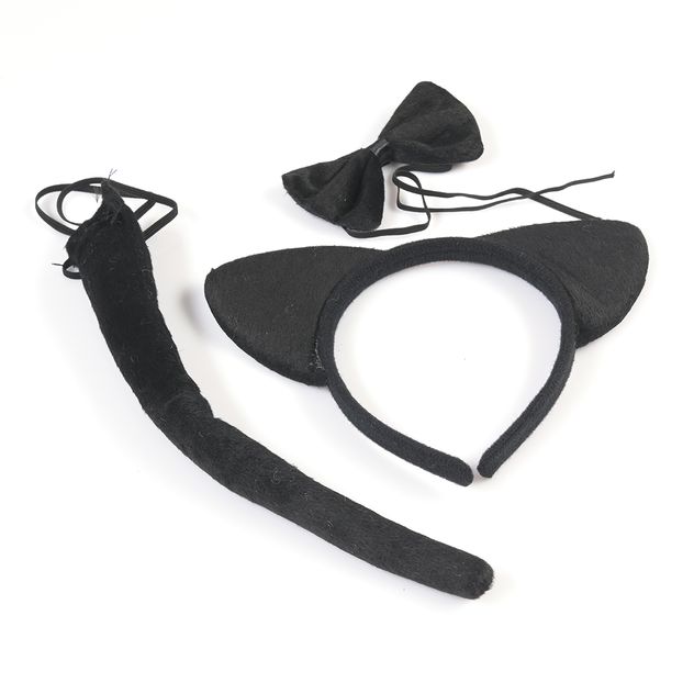 Set costum pisica cu bentita, coada si papion
