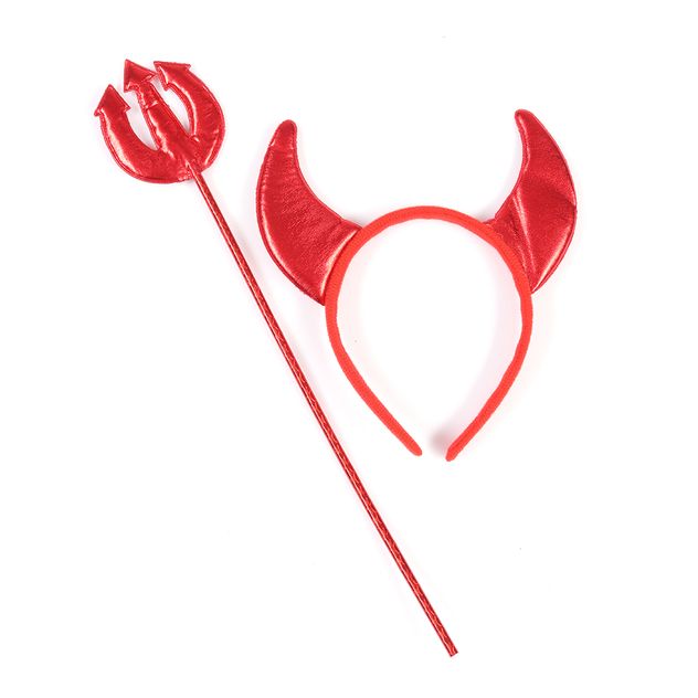 Bentita coarne rosii cu trident pentru Halloween