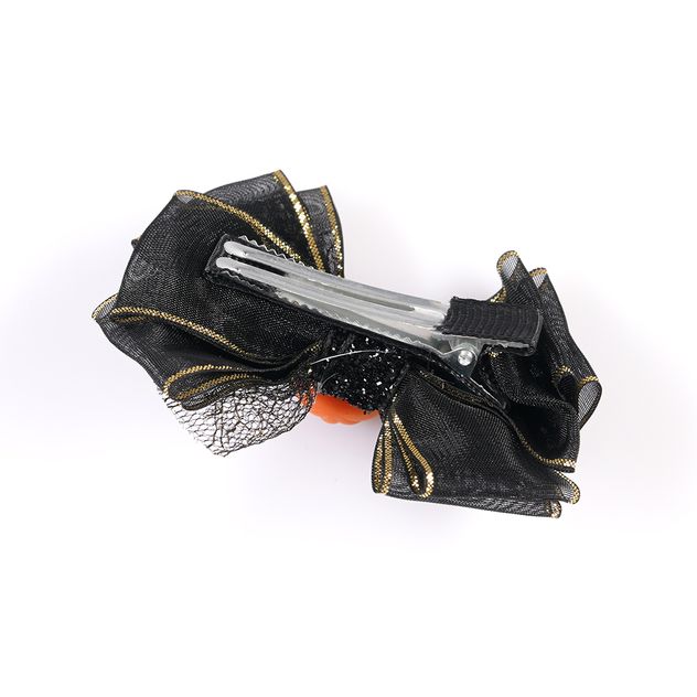 Agrafa de par Halloween funda neagra cu dovleac portocaliu