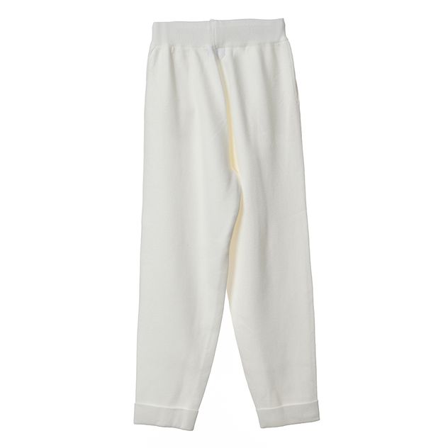 Pantaloni casual albi cu talie elastica
