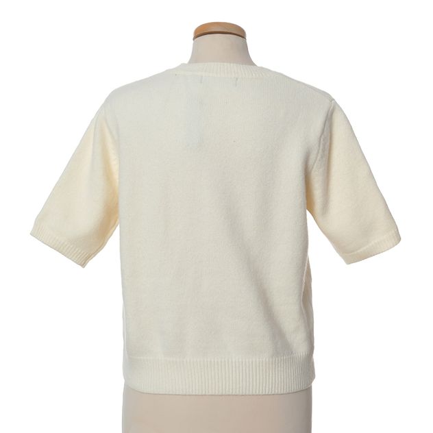 Pulover alb scurt cu imprimeu inima rosie