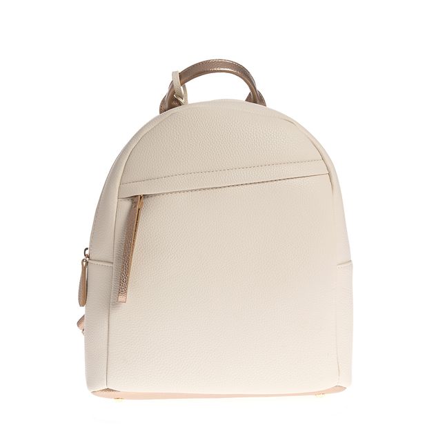 Rucsac elegant crem din piele ecologica cu accente aurii