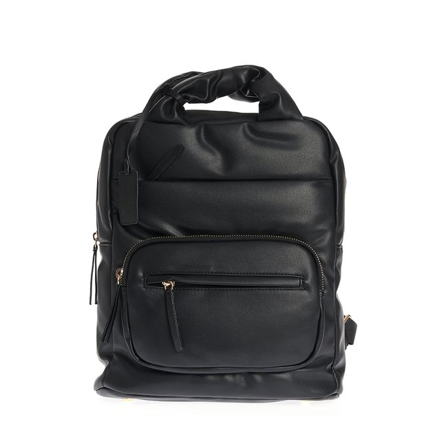 Rucsac negru matlasat cu fermoare decorative