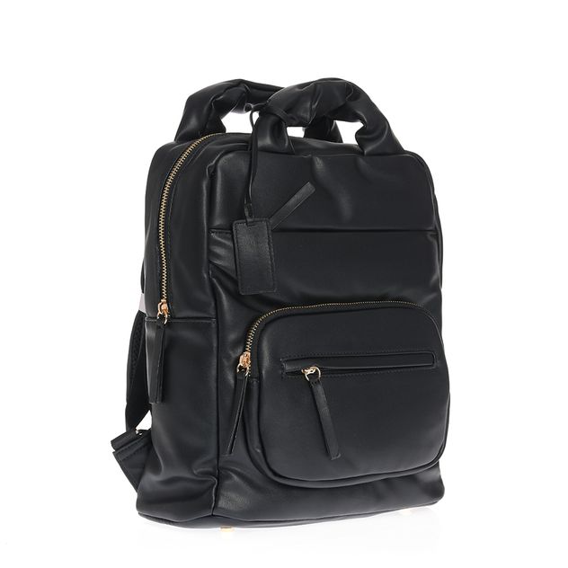 Rucsac negru matlasat cu fermoare decorative