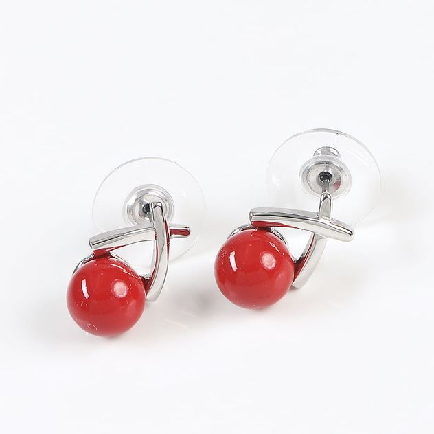 Cercei perla acrilica rosie