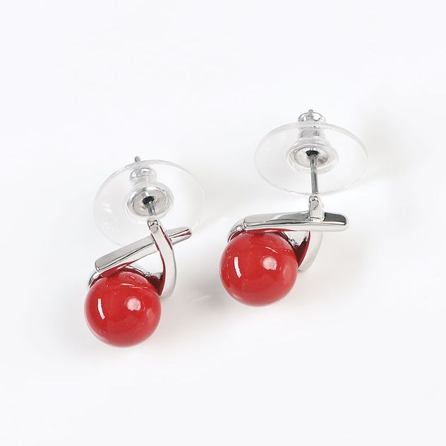 Cercei perla acrilica rosie