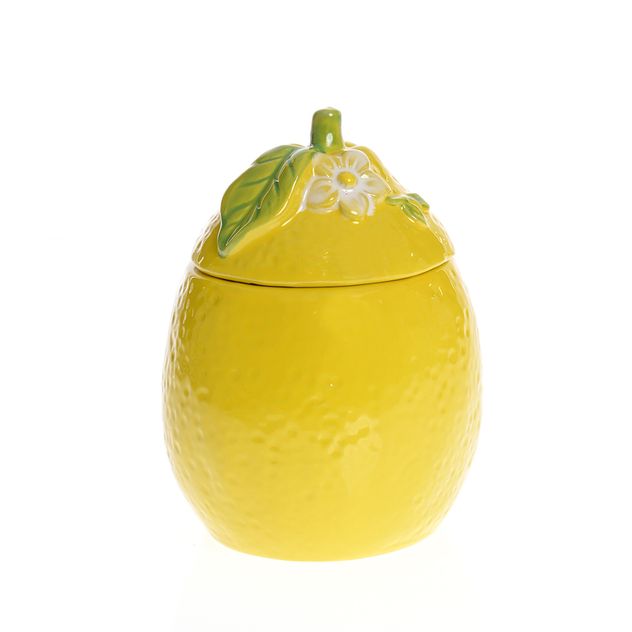 Recipient ceramic cu capac, model lamaie cu floare