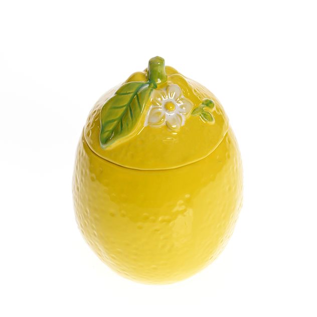 Recipient ceramic cu capac, model lamaie cu floare