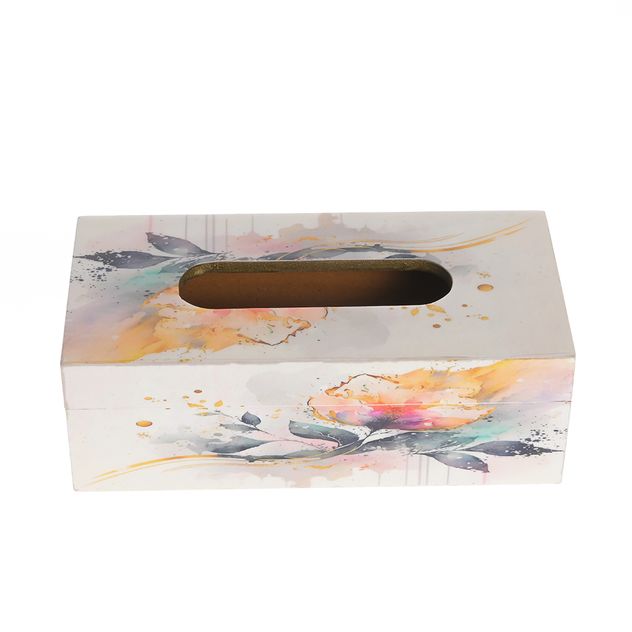 Cutie decorativa pentru servetele, model floral acuarela, 23 cm