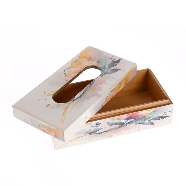 Cutie decorativa pentru servetele, model floral acuarela, 23 cm