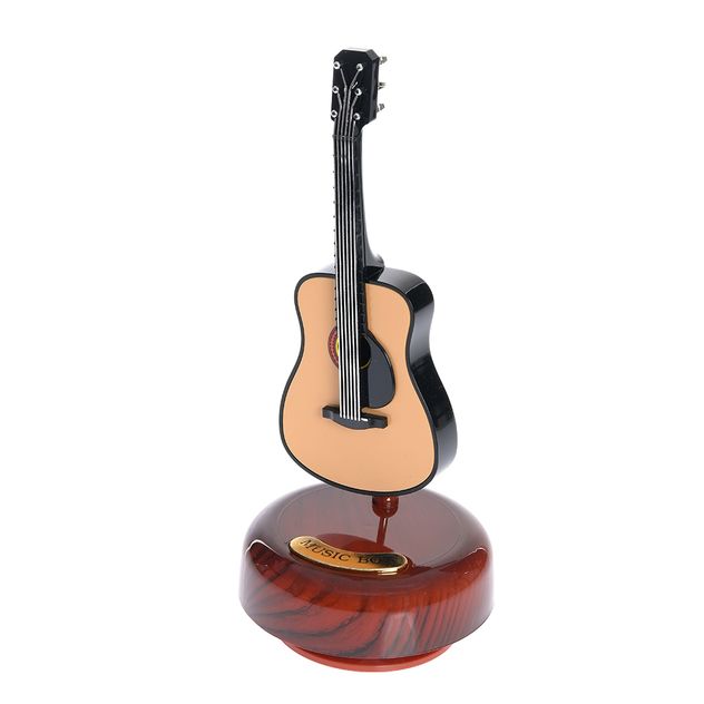 Cutie muzicala chitara clasica, suport rotativ decorativ 20 cm