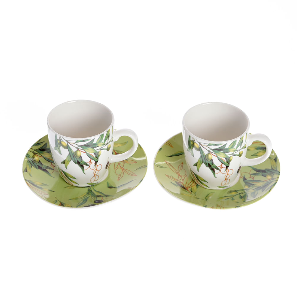 Set 2 cesti cu farfurii decor masline