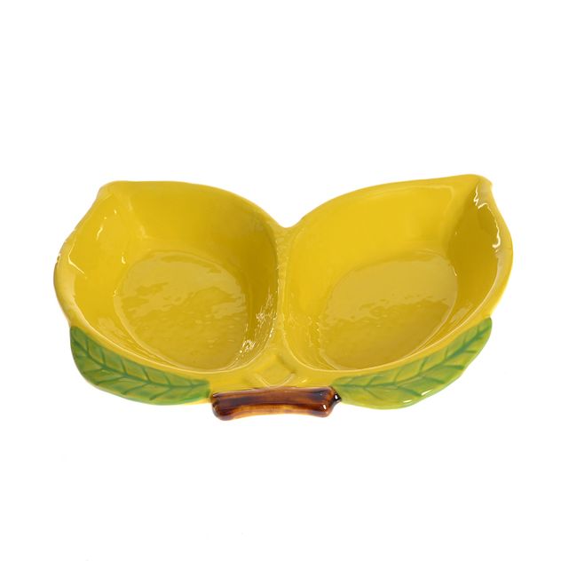 Bol dublu din ceramica in forma de lamai 20 cm