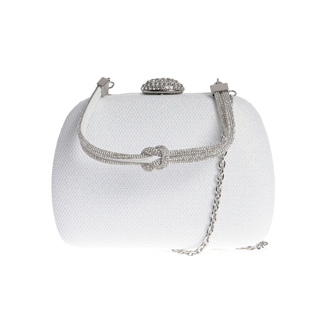 Geanta plic alba cu sclipici multicolor