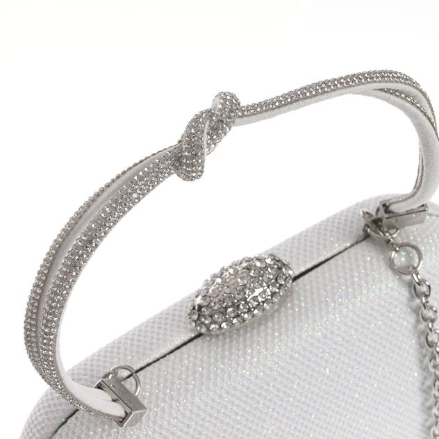 Geanta plic alba cu sclipici multicolor