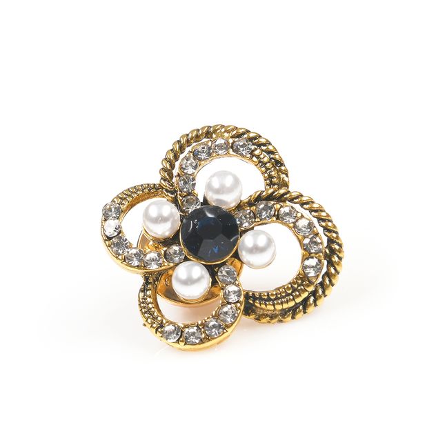 Brosa martisor cu model floral si perle albe