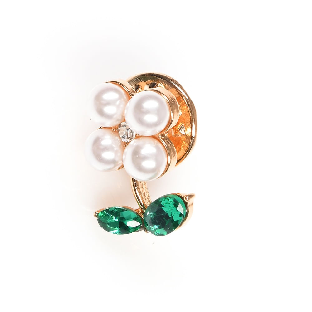 Brosa martisor floare cu perle albe