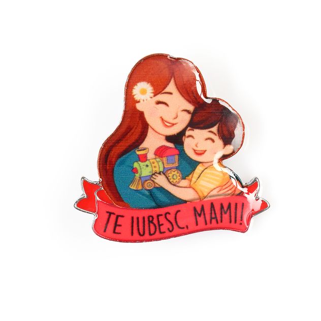 Brosa martisor Te iubesc, mami