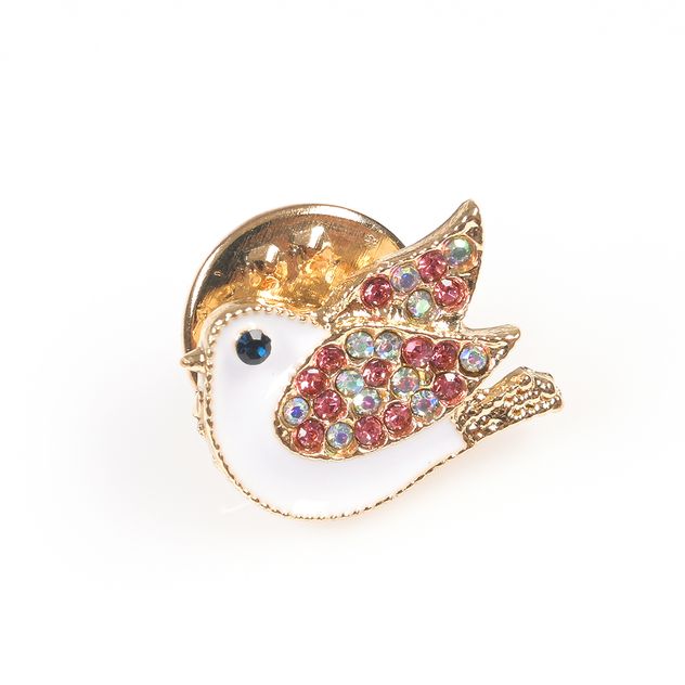 Brosa martisor pasare cu aripi roz