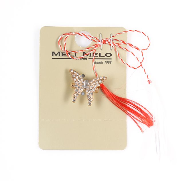 Brosa martisor fluture auriu cu pietre stralucitoare