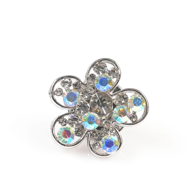 Brosa martisor floare argintie cu pietre acrilice