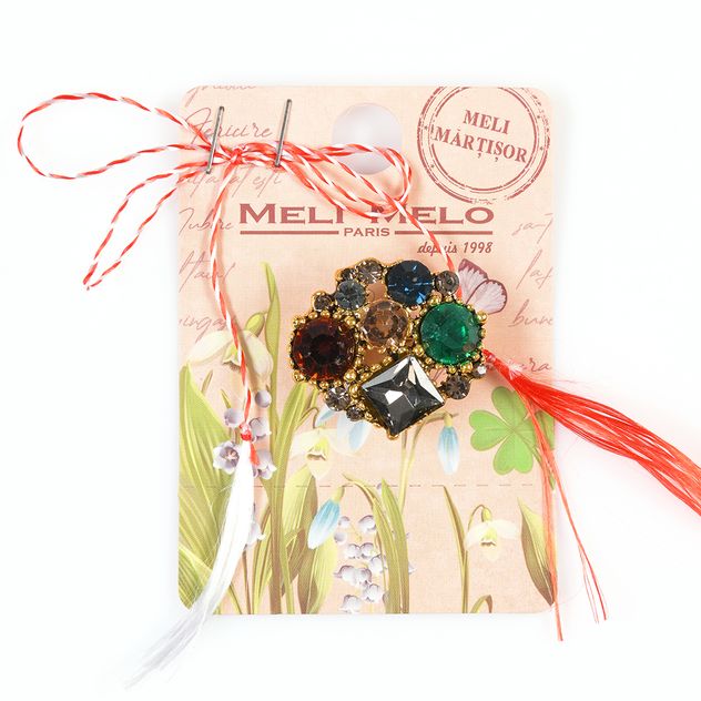 Brosa martisor elegant cu pietre multicolore