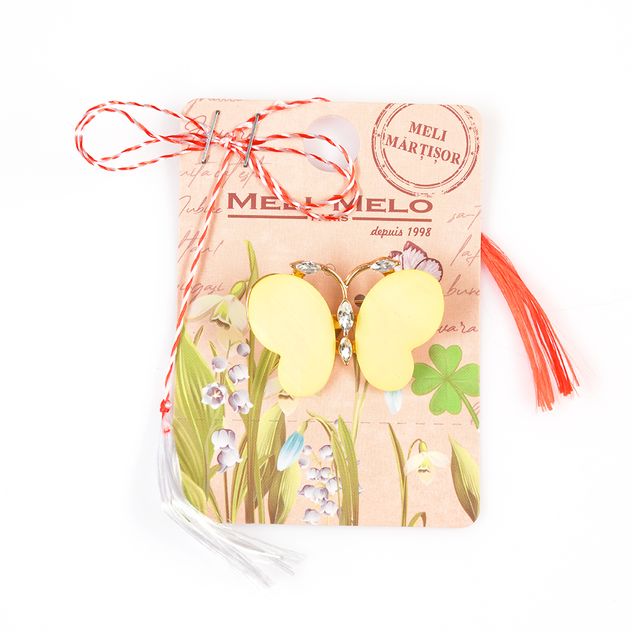 Brosa martisor fluture cu aripi galbene