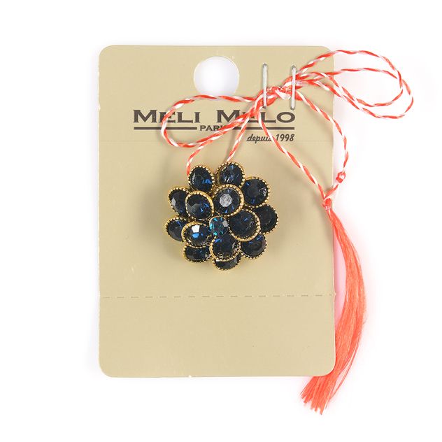 Brosa martisor floare cu pietre negre