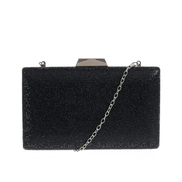 Geanta plic neagra cu maner din pietre