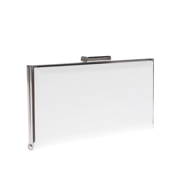 Clutch alb elegant cu lant argintiu