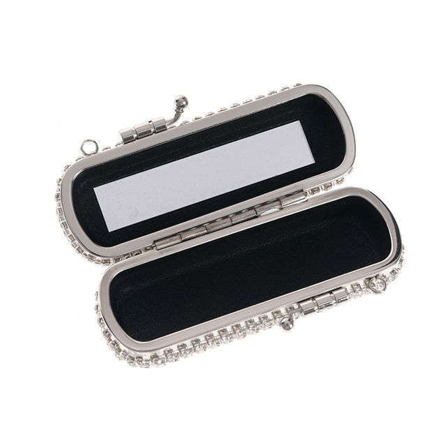 Geanta mini argintie cu strasuri elegante