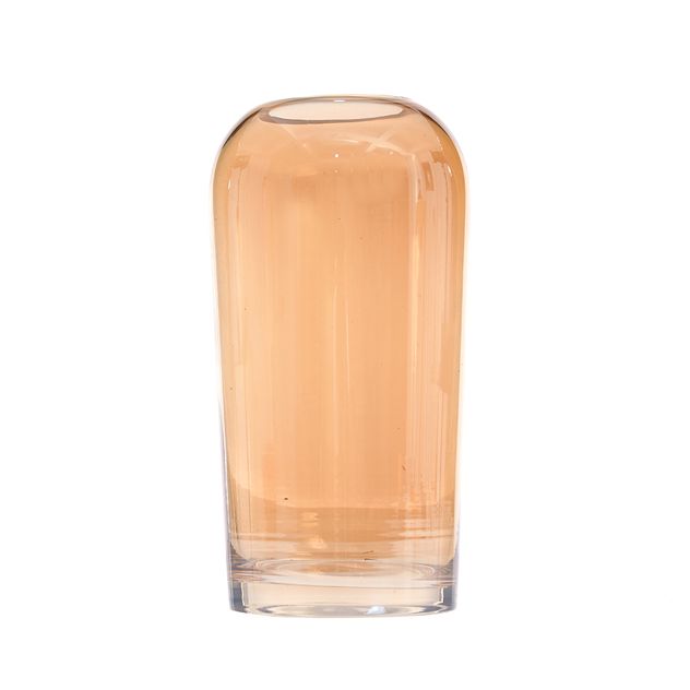 Vaza decorativa din sticla, transparenta cu reflexii aurii 28 cm