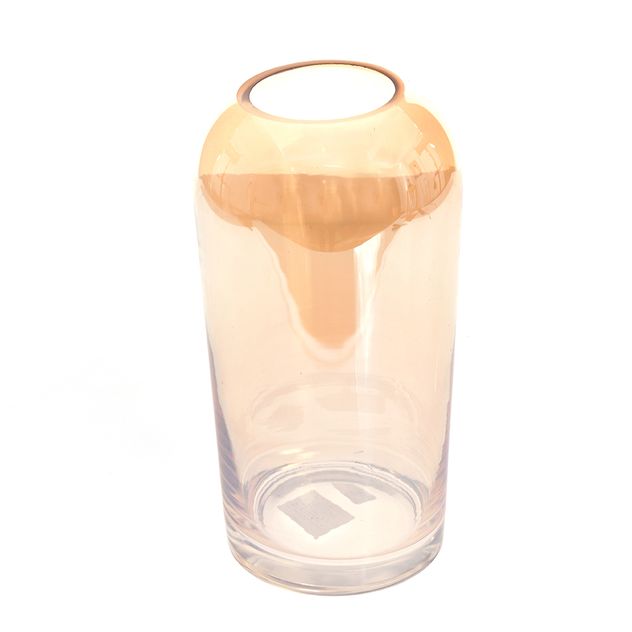 Vaza decorativa din sticla, transparenta cu reflexii aurii 28 cm