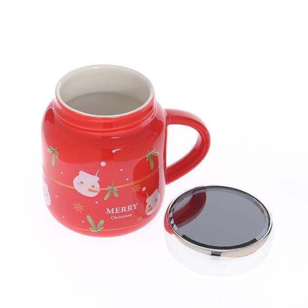 Cana rosie cu capac Merry Christmas 400 ml