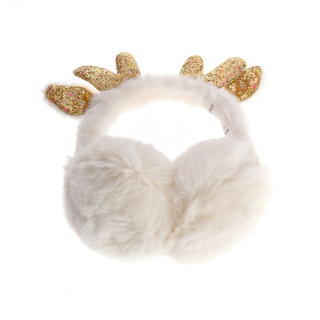 Aparatori urechi albe cu cornite aurii sclipitoare