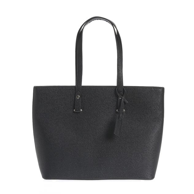 Geanta shopper neagra incapatoare cu design minimalist